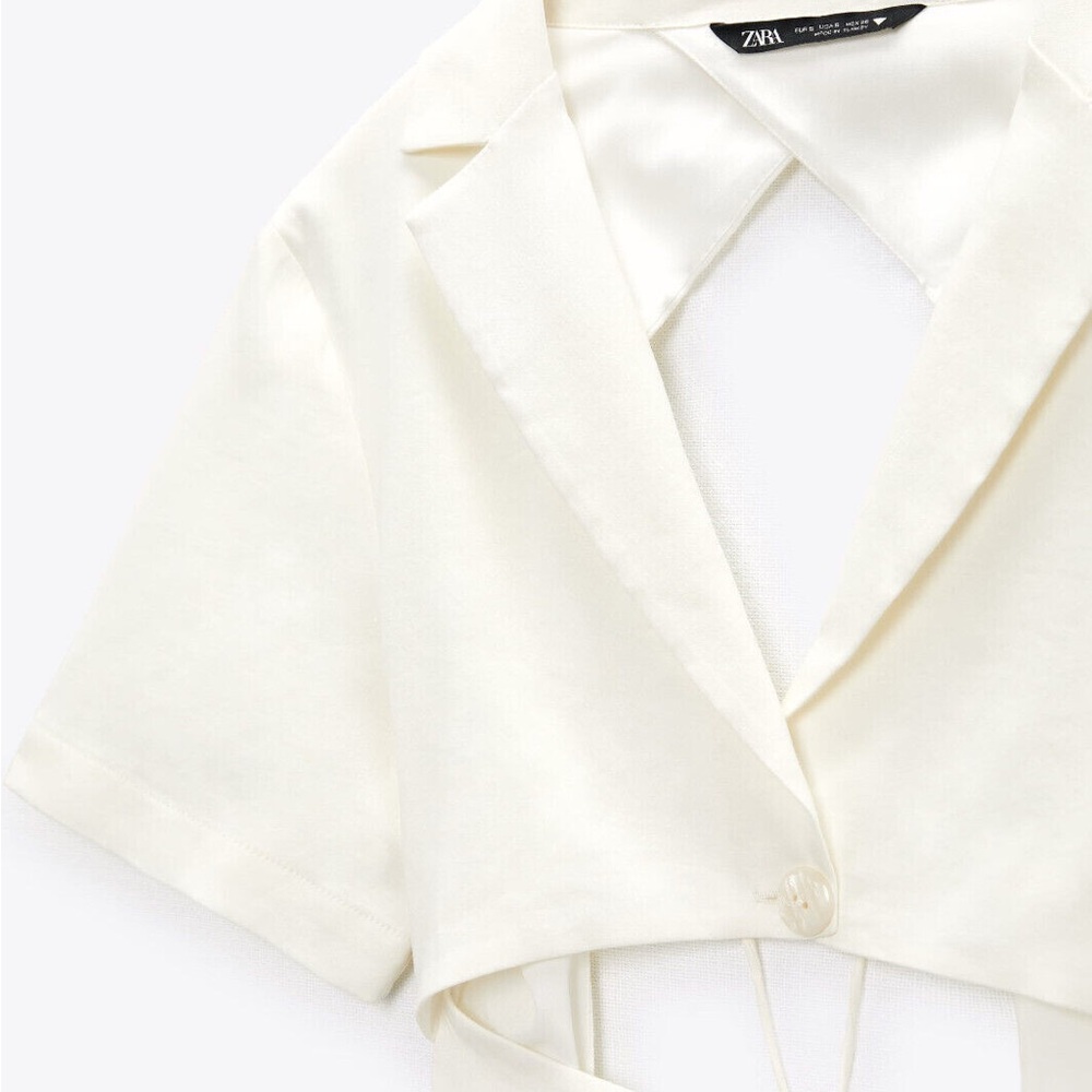 Zara Cream Ruched Mini Dress - Picture 5 of 13